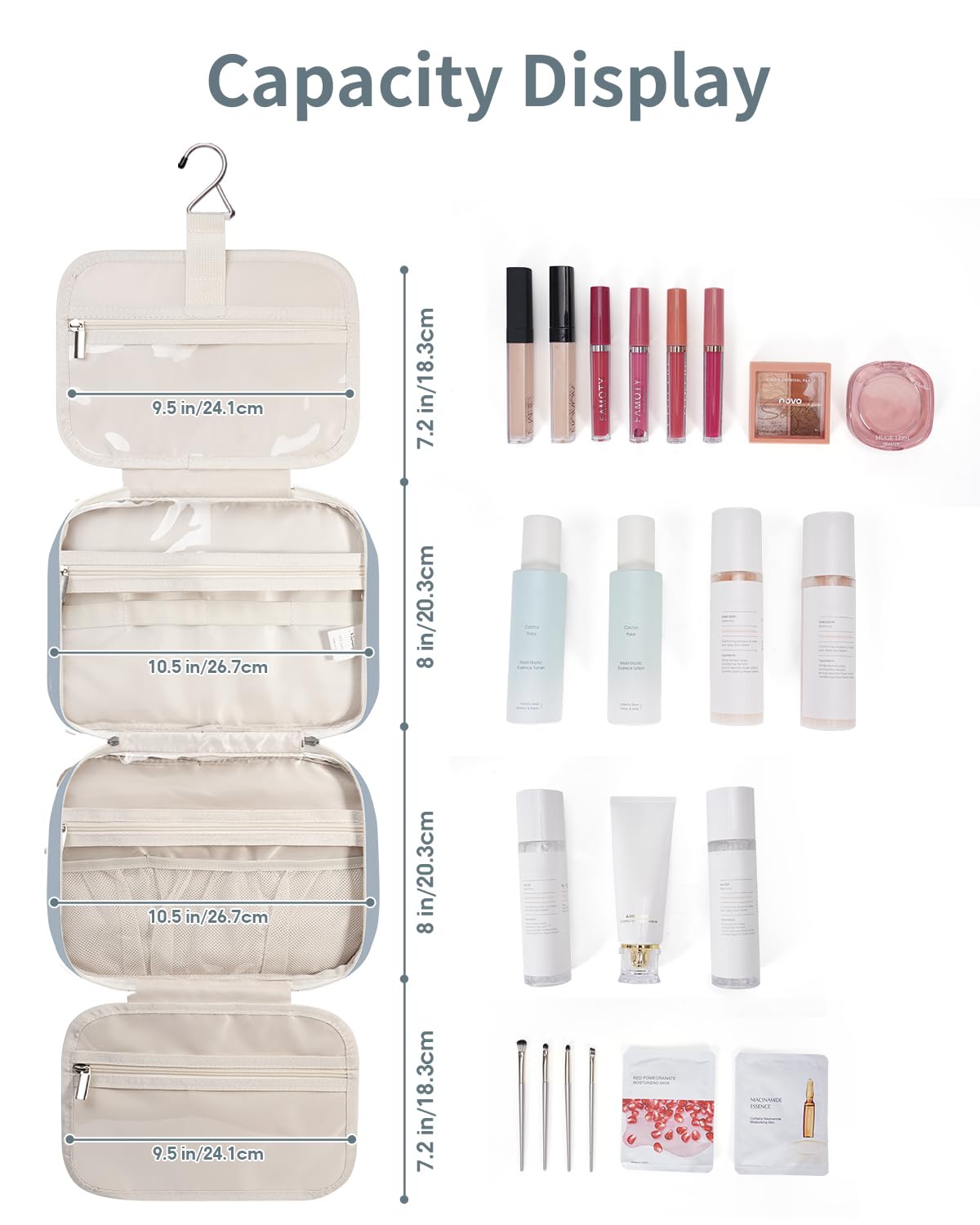 Narwey Hanging Toiletry Bag hanging from a towel rack