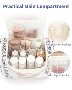 Narwey Hanging Toiletry Bag Large Elephant design open with toiletries