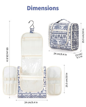 Narwey Hanging Toiletry Bag Large Elephant design with mesh pockets
