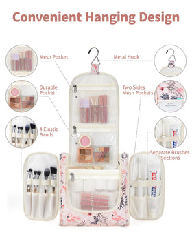 Narwey Hanging Toiletry Bag open showing compartments