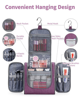 Narwey Hanging Toiletry Bag open showing interior pockets