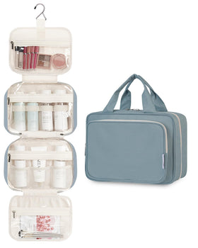 Narwey Hanging Toiletry Bag opened showing multiple compartments
