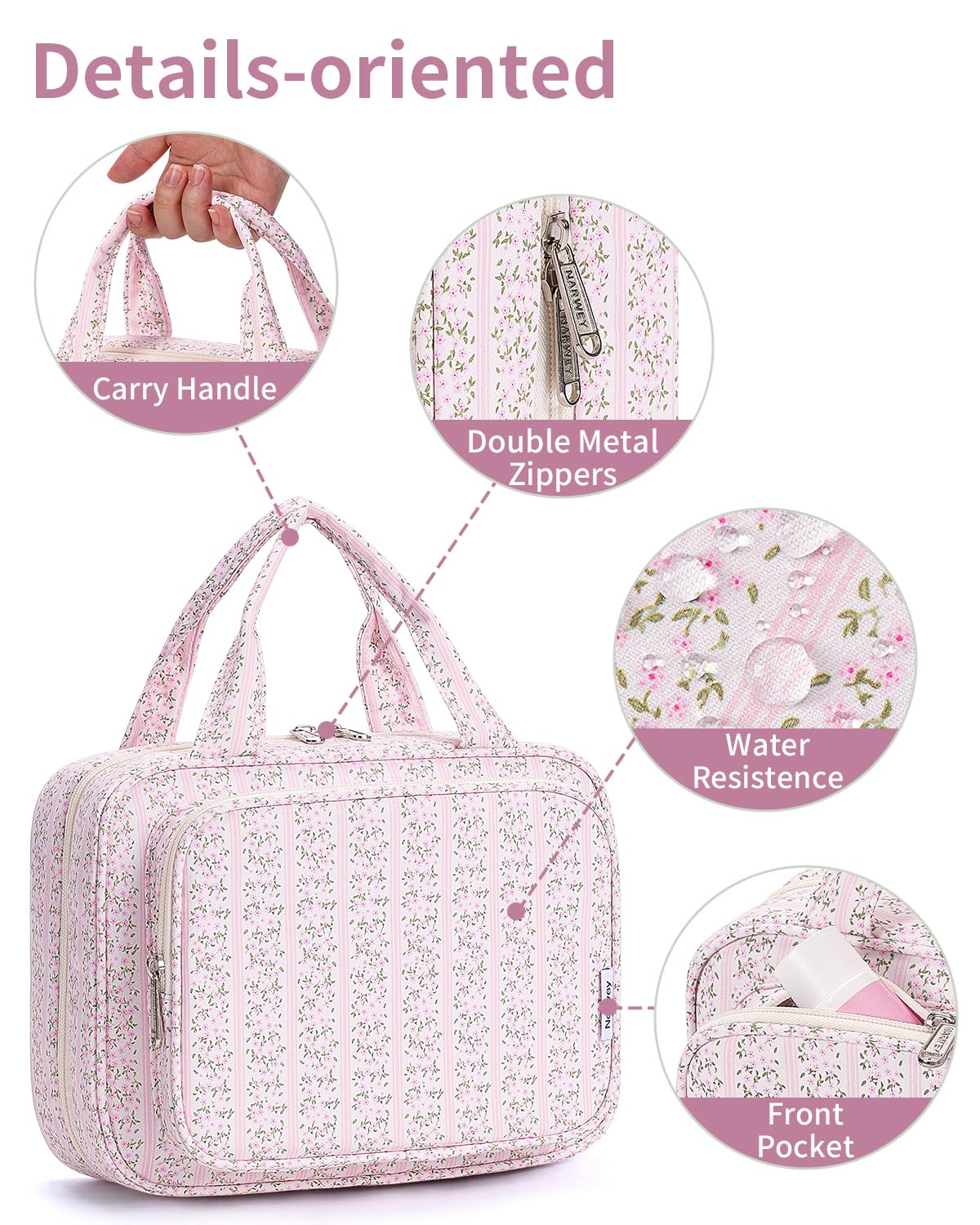 Narwey Hanging Toiletry Bag showcasing multiple storage compartments