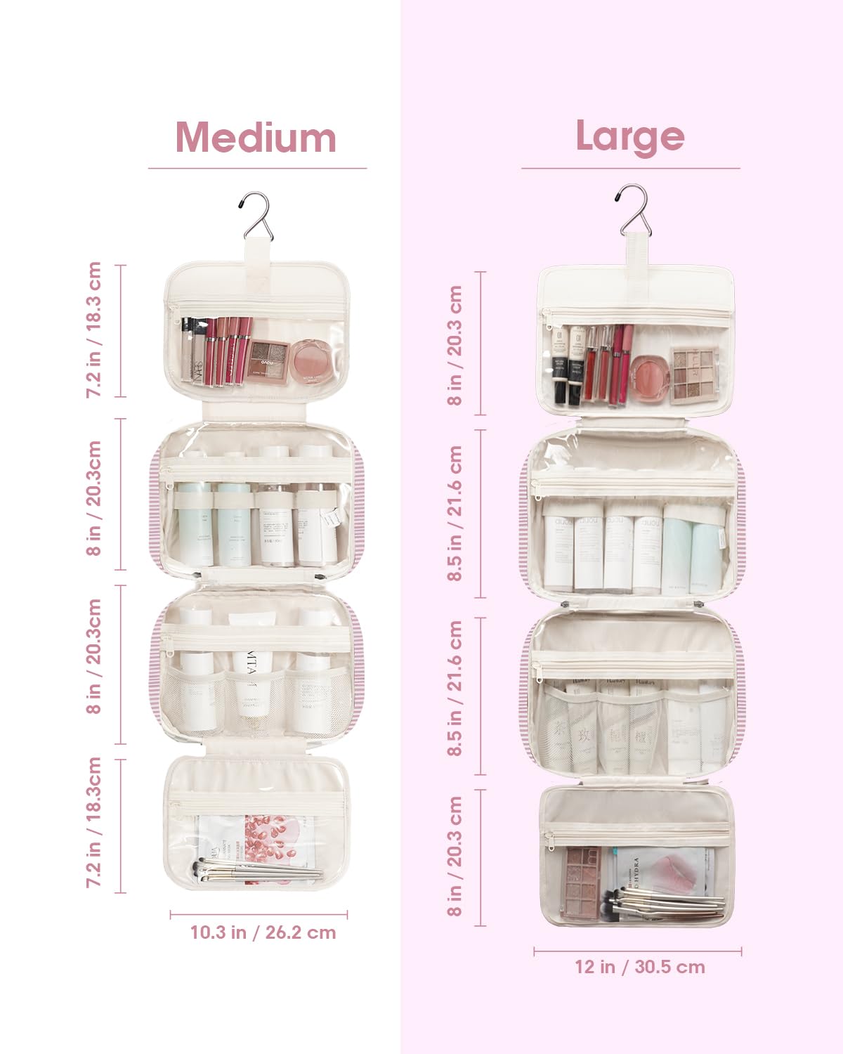 Narwey Hanging Toiletry Bag showing mesh pockets