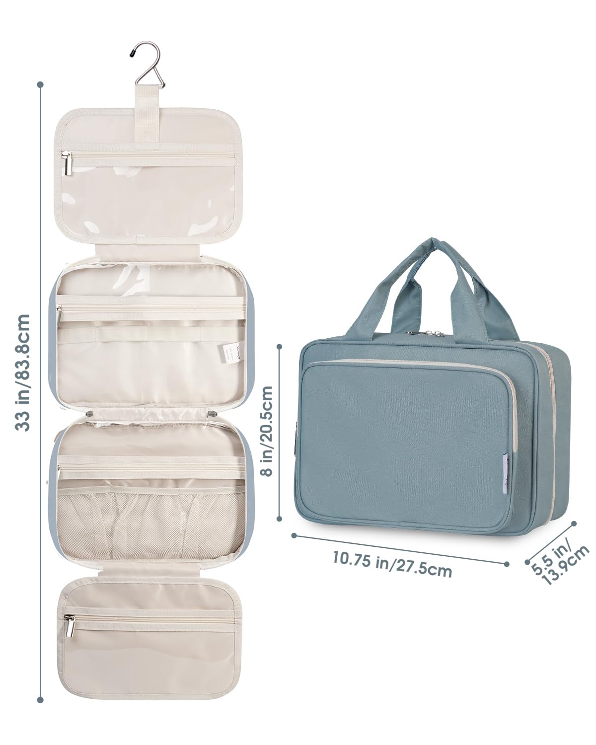 Narwey Hanging Toiletry Bag showing water-resistant fabric