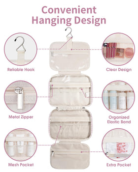Narwey Hanging Toiletry Bag side view showing zip and fabric details