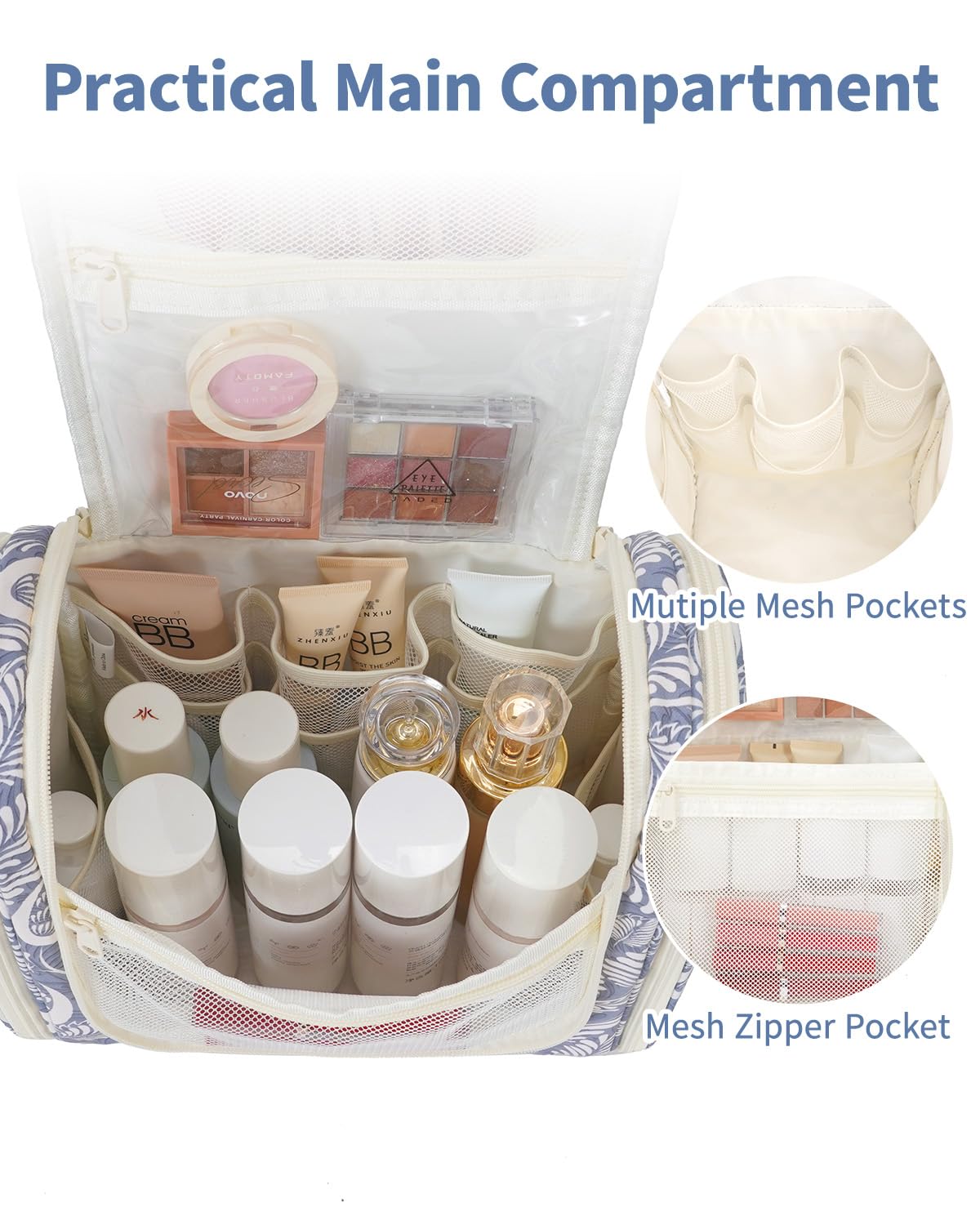 Narwey Hanging Toiletry Bag side view with hooked design