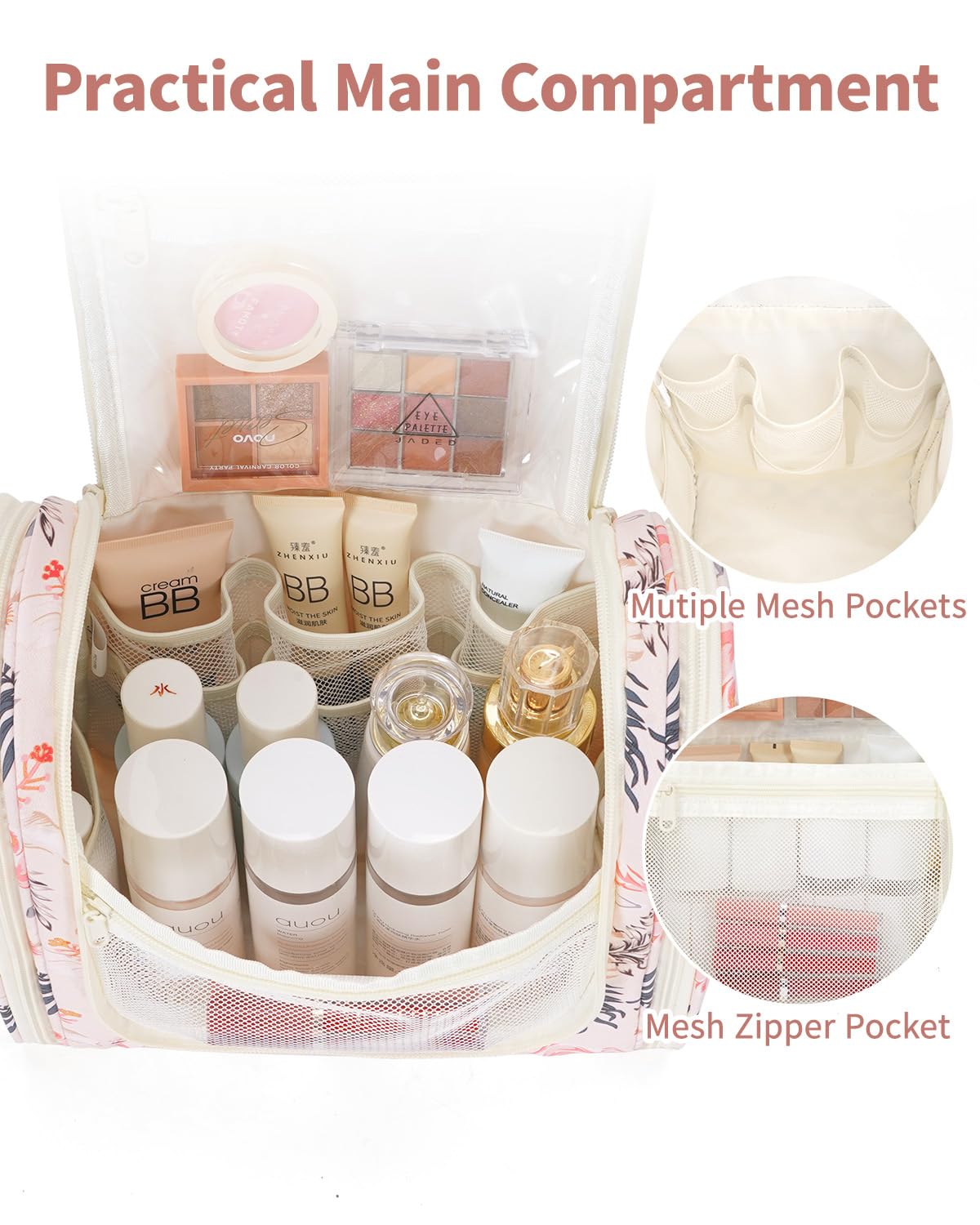 Narwey Hanging Toiletry Bag side view with hooks