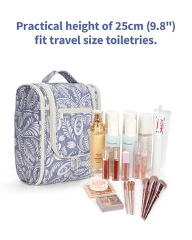 Narwey Hanging Toiletry Bag side view with zipper pockets