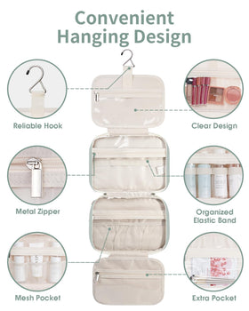 Narwey Hanging Toiletry Bag side view with zippers