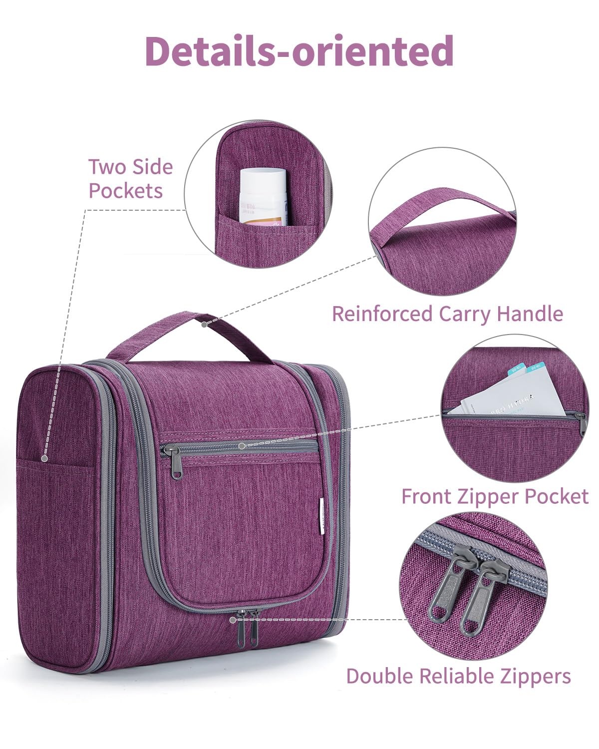 Narwey Hanging Toiletry Bag with toiletries inside