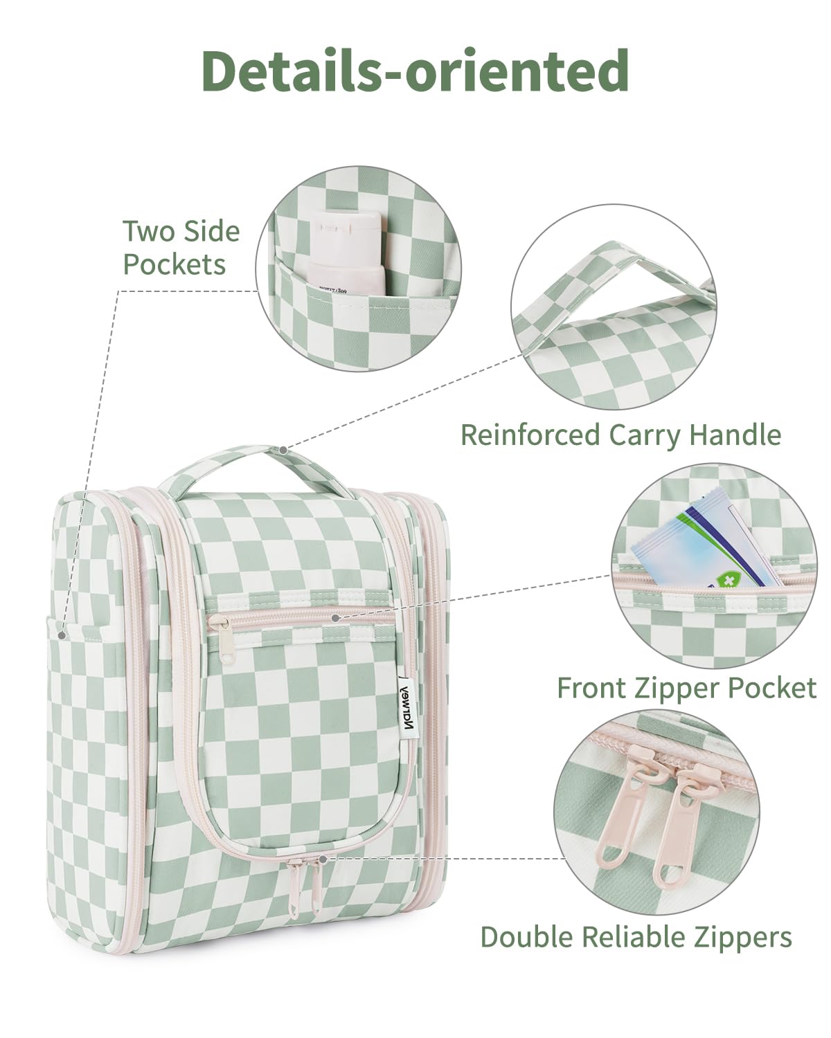 Narwey Hanging Travel Toiletry Bag displaying mesh pockets