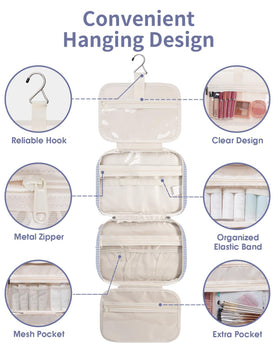 Narwey Large Hanging Toiletry Bag open displaying toiletries