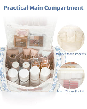 Narwey Large Hanging Toiletry Bag open with toiletries inside