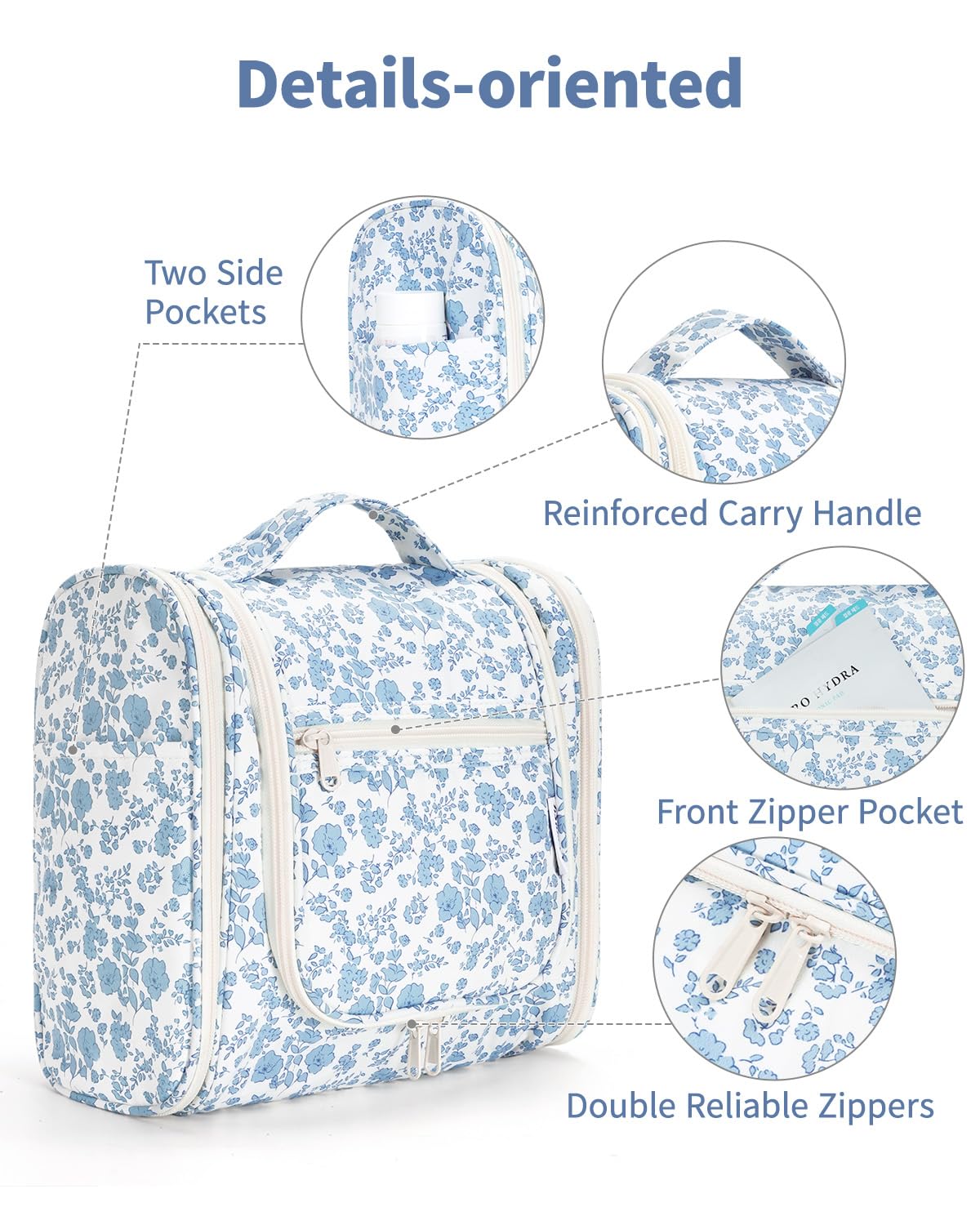 Narwey Large Hanging Toiletry Bag packed flat for travel
