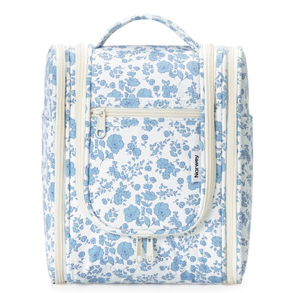 Narwey Medium Toiletry Bag front view in Blue Flower