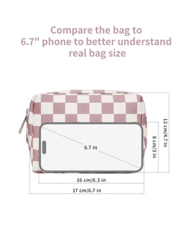 Narwey Small Checkered Makeup Bag back view