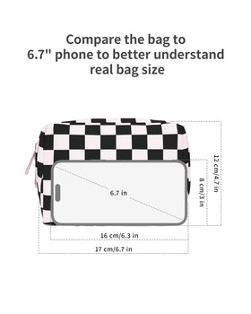 Narwey Small Checkered Makeup Bag back view