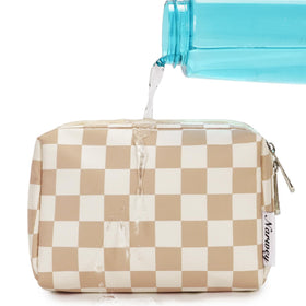 Narwey Small Checkered Makeup Bag back view with protective edge