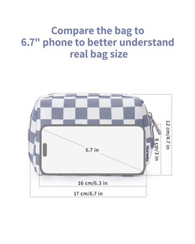 Narwey Small Checkered Makeup Bag in a purse
