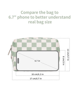 Narwey Small Checkered Makeup Bag in a purse