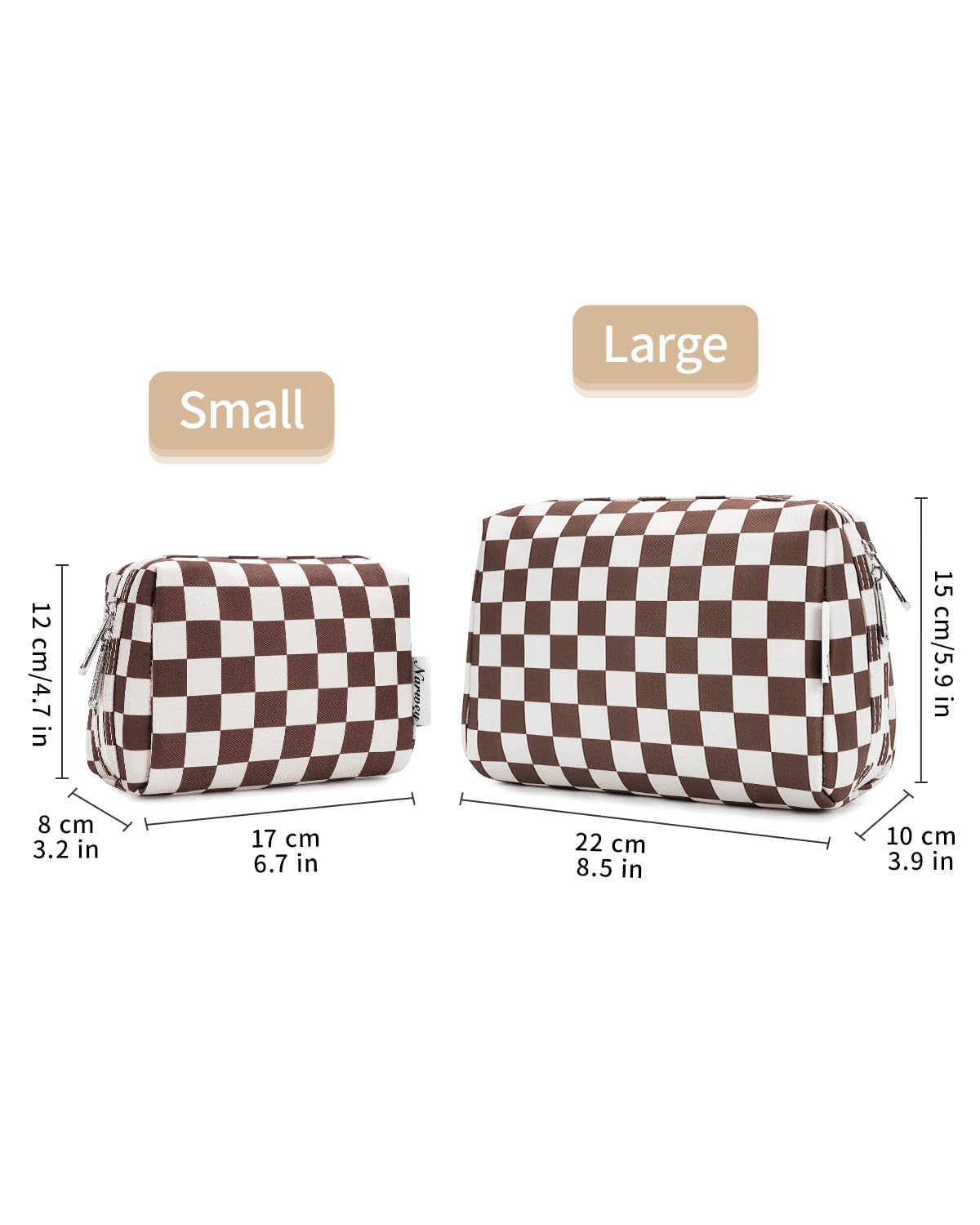 Narwey Small Checkered Makeup Bag packaging display