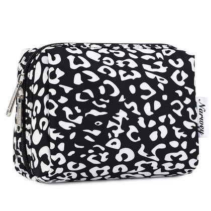 Narwey Small Cheetah Makeup Bag front view in black leopard