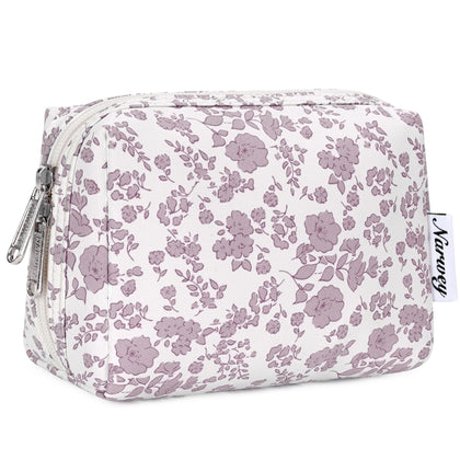 Narwey Small Floral Makeup Bag front view in dusty pink