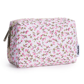 Narwey Small Floral Makeup Bag front view in pink flower design