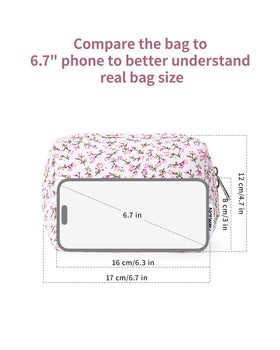 Narwey Small Floral Makeup Bag lifestyle shot in a purse