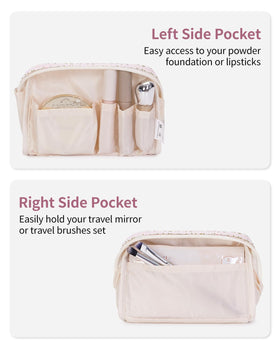 Narwey Small Floral Makeup Bag side view with zipper