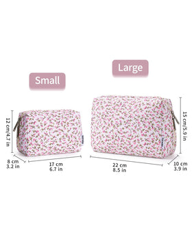 Narwey Small Floral Makeup Bag with cosmetics inside