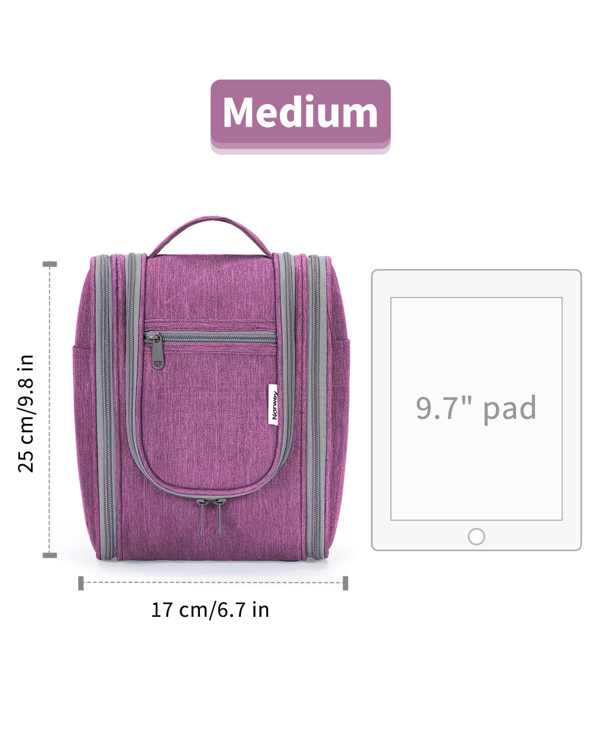 Narwey Small Hanging Toiletry Bag displaying water-resistant fabric