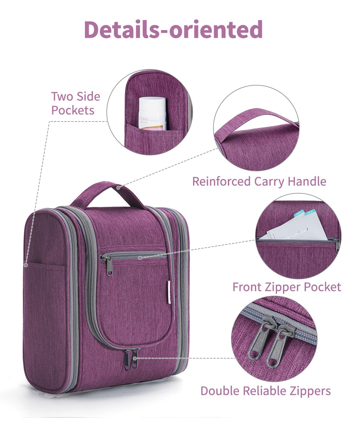Narwey Small Hanging Toiletry Bag packed flat in suitcase