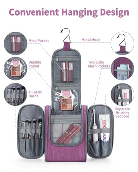 Narwey Small Hanging Toiletry Bag with built-in hook for hanging