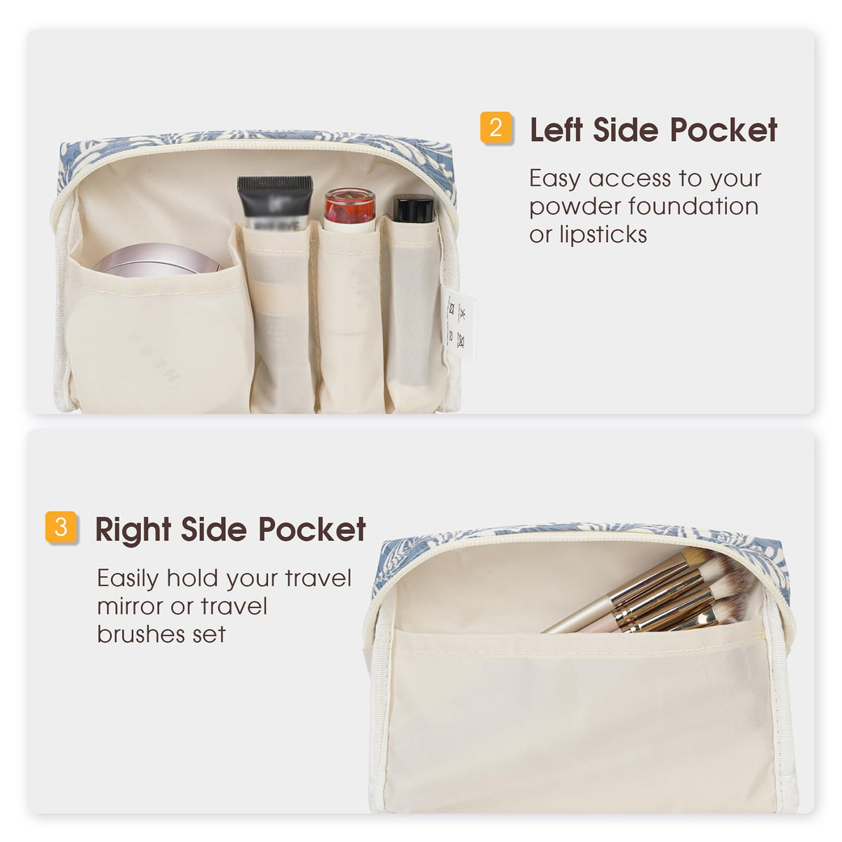 Narwey Small Makeup Bag compact size comparison
