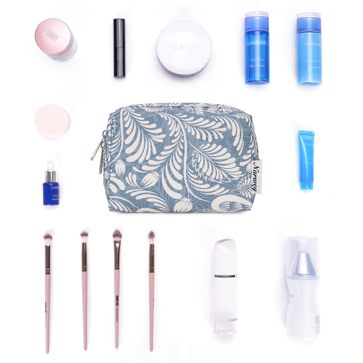 Narwey Small Makeup Bag side view with zipper