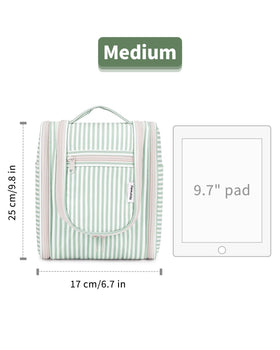 Narwey Small Striped Hanging Toiletry Bag in a travel setting
