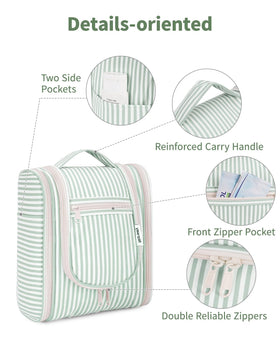 Narwey Small Striped Hanging Toiletry Bag packed flat