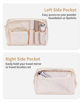 Narwey Small Striped Makeup Bag side view with zippers