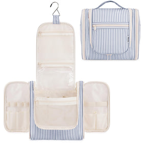 Narwey Striped Hanging Travel Toiletry Bag front view in greyish blue