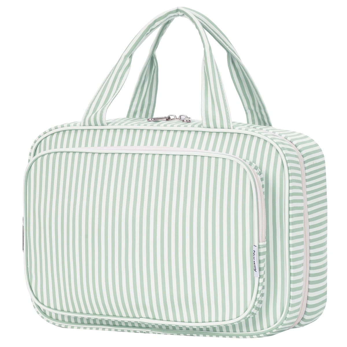 Narwey Striped Travel Toiletry Bag large mint green front view