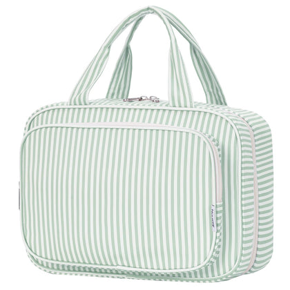 Narwey Striped Travel Toiletry Bag large mint green front view