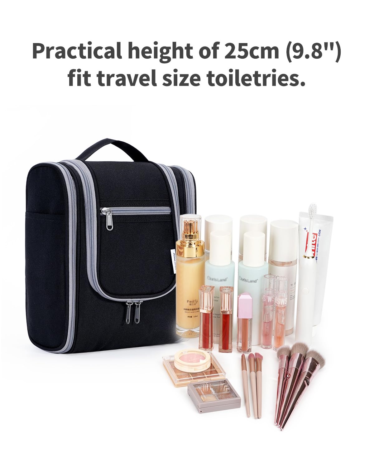 Narwey Toiletry Bag side view with zipper pockets