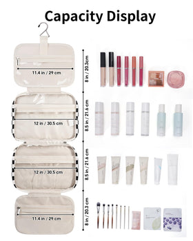 Narwey Toiletry Bag with full-size shampoo and cosmetics inside