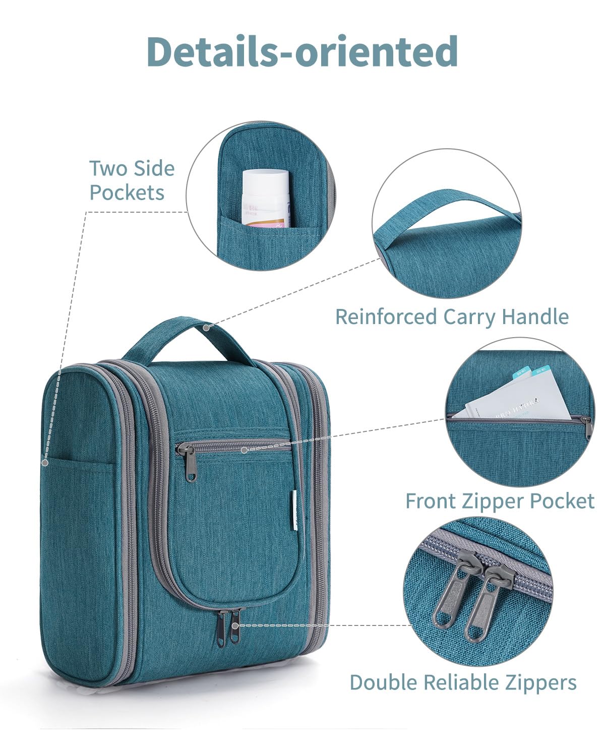 Narwey Toiletry Bag with toiletries inside for travel