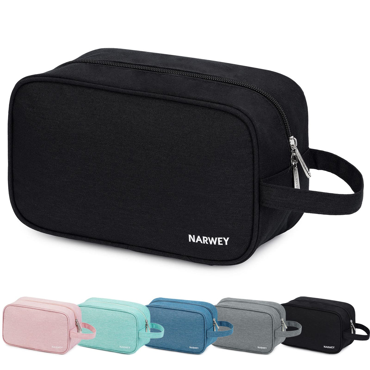 Narwey Travel Toiletry Bag black front view with large capacity