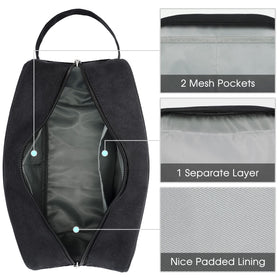 Narwey Travel Toiletry Bag black standing upright showing wide opening