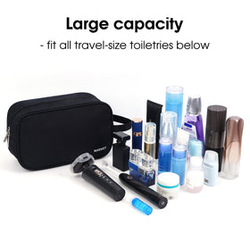 Narwey Travel Toiletry Bag black with vibrant patterns displayed
