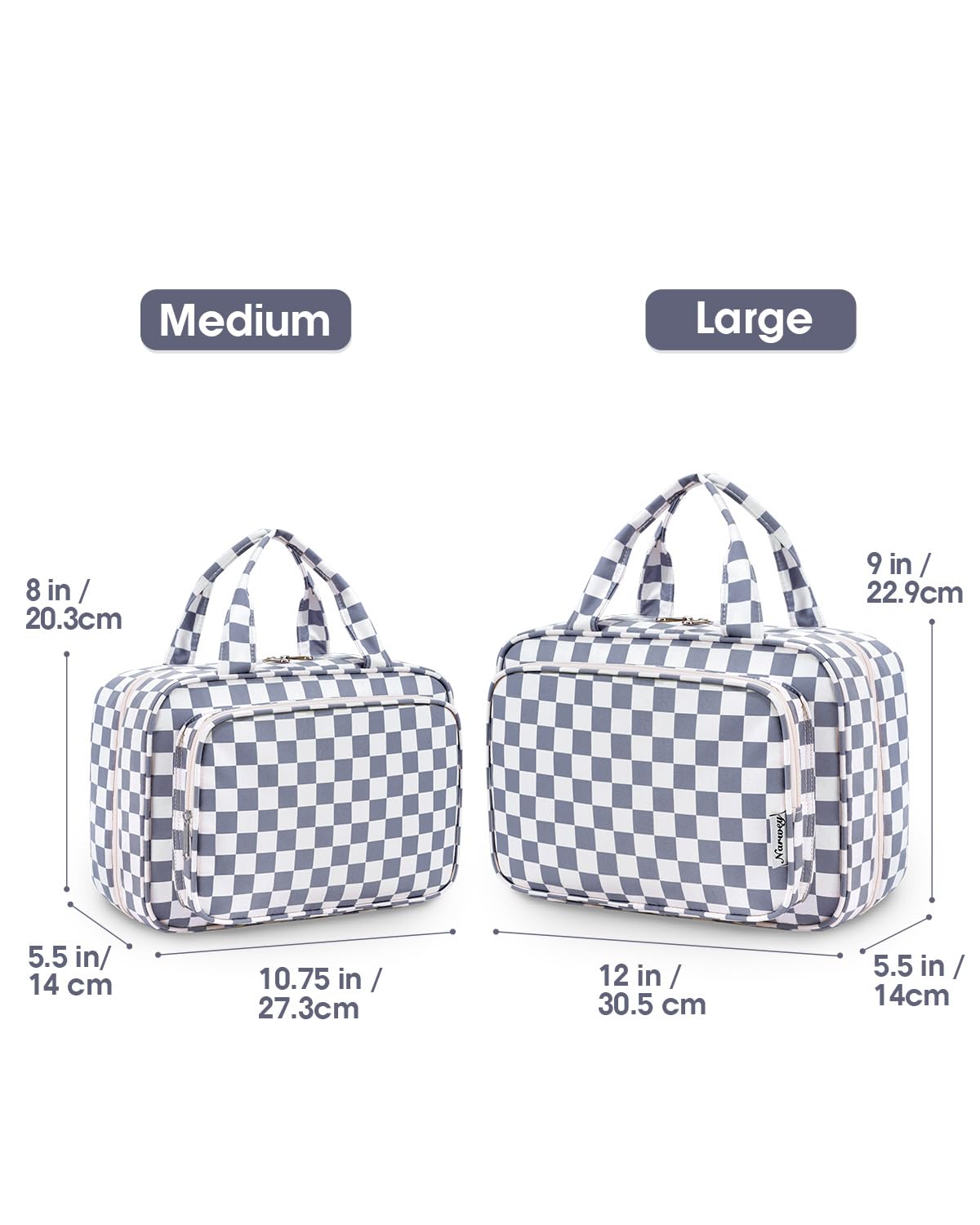 Narwey Travel Toiletry Bag large hanging makeup organizer grey blue opened showing compartments